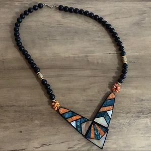 Beaded retro statement necklace